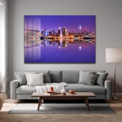 New York Gecesi: Işıltılı Şehir Manzarası Cam Tablo Duvar Dekoru New York Gecesi: Işıltılı Şehir Manzarası Cam Tablo