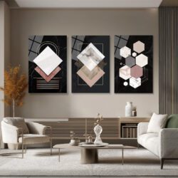 Soyut Geometrik Mermer Dokulu Cam Tablo Seti | Modern Duvar Sanatı Duvar Dekoru Soyut Geometrik Mermer Dokulu Cam Tablo Seti | Modern Duvar Sanatı