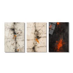Enerjik Sıçramalar Cam Tablo Üçlüsü - Modern Soyut Sanat Üçlü Set Duvar Dekoru Enerjik Sıçramalar Cam Tablo Üçlüsü - Modern Soyut Sanat Üçlü Set