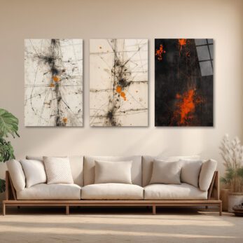 Enerjik Sıçramalar Cam Tablo Üçlüsü - Modern Soyut Sanat Üçlü Set - Glazella Enerjik Sıçramalar Cam Tablo Üçlüsü - Modern Soyut Sanat Üçlü Set - Glazella