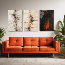 Enerjik Sıçramalar Cam Tablo Üçlüsü - Modern Soyut Sanat Üçlü Set Duvar Dekoru Enerjik Sıçramalar Cam Tablo Üçlüsü - Modern Soyut Sanat Üçlü Set