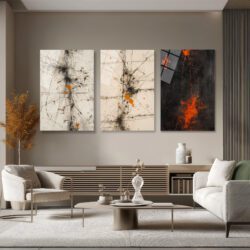 Enerjik Sıçramalar Cam Tablo Üçlüsü - Modern Soyut Sanat Üçlü Set Duvar Dekoru Enerjik Sıçramalar Cam Tablo Üçlüsü - Modern Soyut Sanat Üçlü Set