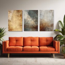 Soyut Grunge Dokulu Üçlü Cam Tablo Seti Üçlü Set Duvar Dekoru Soyut Grunge Dokulu Üçlü Cam Tablo Seti Üçlü Set