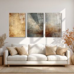 Soyut Grunge Dokulu Üçlü Cam Tablo Seti Üçlü Set Duvar Dekoru Soyut Grunge Dokulu Üçlü Cam Tablo Seti Üçlü Set