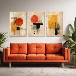 Bauhaus Etkili Soyut Geometrik Cam Tablo Seti - Modern Duvar Dekorasyonu Üçlü Set Duvar Dekoru Bauhaus Etkili Soyut Geometrik Cam Tablo Seti - Modern Duvar Dekorasyonu Üçlü Set