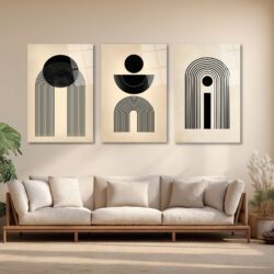 Modern Minimalist Geometrik Siyah Beyaz Cam Tablo Seti Üçlü Set Duvar Dekoru Modern Minimalist Geometrik Siyah Beyaz Cam Tablo Seti Üçlü Set