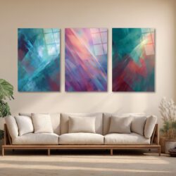 Soyut Renk Geçişleri Üçlü Cam Tablo Seti | Glazella Modern Sanat Üçlü Set Duvar Dekoru Soyut Renk Geçişleri Üçlü Cam Tablo Seti | Glazella Modern Sanat Üçlü Set