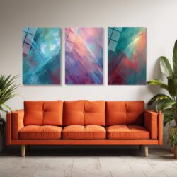 Soyut Renk Geçişleri Üçlü Cam Tablo Seti | Glazella Modern Sanat Üçlü Set Duvar Dekoru Soyut Renk Geçişleri Üçlü Cam Tablo Seti | Glazella Modern Sanat Üçlü Set