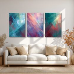 Soyut Renk Geçişleri Üçlü Cam Tablo Seti | Glazella Modern Sanat Üçlü Set Duvar Dekoru Soyut Renk Geçişleri Üçlü Cam Tablo Seti | Glazella Modern Sanat Üçlü Set