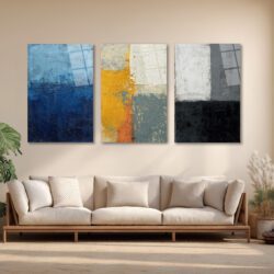 Soyut Sanatın Gücü: Üçlü Modern Cam Tablo Seti Üçlü Set Duvar Dekoru Soyut Sanatın Gücü: Üçlü Modern Cam Tablo Seti Üçlü Set