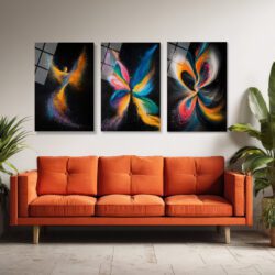 Canlı Renklerin Dansı: Modern Soyut 3'lü Cam Tablo Seti Üçlü Set Duvar Dekoru Canlı Renklerin Dansı: Modern Soyut 3'lü Cam Tablo Seti Üçlü Set