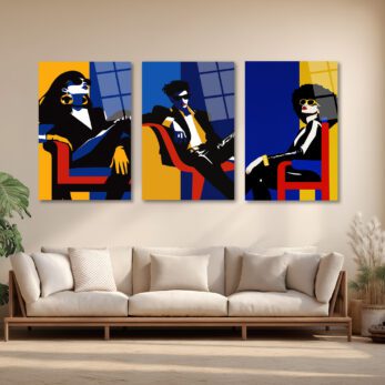 Modern Şıklık Üçlü Figür Pop Art Cam Tablo Seti Üçlü Set - Glazella Modern Şıklık Üçlü Figür Pop Art Cam Tablo Seti Üçlü Set - Glazella