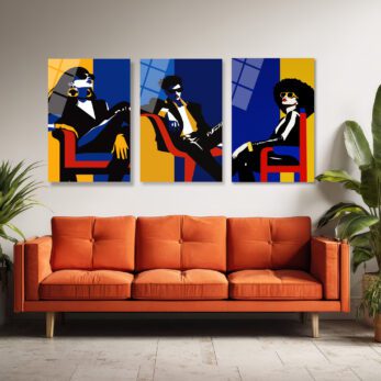 Modern Şıklık Üçlü Figür Pop Art Cam Tablo Seti Üçlü Set - Glazella Modern Şıklık Üçlü Figür Pop Art Cam Tablo Seti Üçlü Set - Glazella