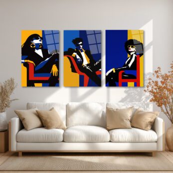 Modern Şıklık Üçlü Figür Pop Art Cam Tablo Seti Üçlü Set - Glazella Modern Şıklık Üçlü Figür Pop Art Cam Tablo Seti Üçlü Set - Glazella