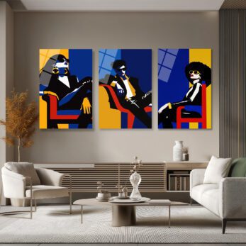 Modern Şıklık Üçlü Figür Pop Art Cam Tablo Seti Üçlü Set - Glazella Modern Şıklık Üçlü Figür Pop Art Cam Tablo Seti Üçlü Set - Glazella