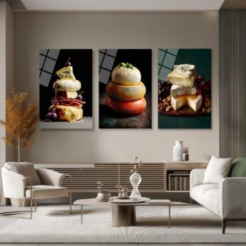 Gourmet Peynir Şöleni Cam Tablo Seti - Mutfak ve Salon Dekorasyonu Üçlü Set - Glazella Gourmet Peynir Şöleni Cam Tablo Seti - Mutfak ve Salon Dekorasyonu Üçlü Set - Glazella
