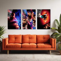 Gece Hayatı Ruhu: Neon Işıklı Kokteyl ve Dudaklar 3'lü Cam Tablo Seti Üçlü Set Duvar Dekoru Gece Hayatı Ruhu: Neon Işıklı Kokteyl ve Dudaklar 3'lü Cam Tablo Seti Üçlü Set