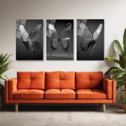 Transparan Kelebekler Üçlü Modern Cam Tablo Seti Üçlü Set Duvar Dekoru Transparan Kelebekler Üçlü Modern Cam Tablo Seti Üçlü Set