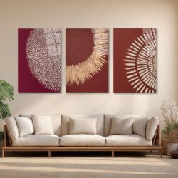 Etnik Modern Sanat Cam Tablo Seti - 3 Parça Duvar Dekorasyonu Üçlü Set Duvar Dekoru Etnik Modern Sanat Cam Tablo Seti - 3 Parça Duvar Dekorasyonu Üçlü Set