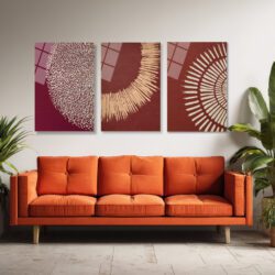 Etnik Modern Sanat Cam Tablo Seti - 3 Parça Duvar Dekorasyonu Üçlü Set Duvar Dekoru Etnik Modern Sanat Cam Tablo Seti - 3 Parça Duvar Dekorasyonu Üçlü Set
