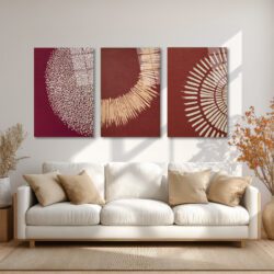 Etnik Modern Sanat Cam Tablo Seti - 3 Parça Duvar Dekorasyonu Üçlü Set Duvar Dekoru Etnik Modern Sanat Cam Tablo Seti - 3 Parça Duvar Dekorasyonu Üçlü Set
