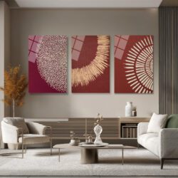 Etnik Modern Sanat Cam Tablo Seti - 3 Parça Duvar Dekorasyonu Üçlü Set Duvar Dekoru Etnik Modern Sanat Cam Tablo Seti - 3 Parça Duvar Dekorasyonu Üçlü Set