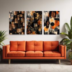 Modern Soyut Siyah & Bronz Cam Tablo Seti - 3 Parça Üçlü Set Duvar Dekoru Modern Soyut Siyah & Bronz Cam Tablo Seti - 3 Parça Üçlü Set