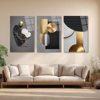 Modern Soyut Geometrik Gold ve Mermer Dokulu 3'lü Cam Tablo Seti Üçlü Set - Glazella Modern Soyut Geometrik Gold ve Mermer Dokulu 3'lü Cam Tablo Seti Üçlü Set - Glazella