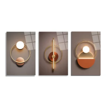 Anasayfa - Glazella Lüks Geometrik Işıltılar Üçlü Cam Tablo Seti - Modern Soyut Sanat Üçlü Set - Glazella