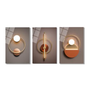 Lüks Geometrik Işıltılar Üçlü Cam Tablo Seti - Modern Soyut Sanat Üçlü Set