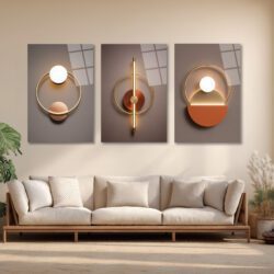 Lüks Geometrik Işıltılar Üçlü Cam Tablo Seti - Modern Soyut Sanat Üçlü Set Duvar Dekoru Lüks Geometrik Işıltılar Üçlü Cam Tablo Seti - Modern Soyut Sanat Üçlü Set