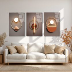 Lüks Geometrik Işıltılar Üçlü Cam Tablo Seti - Modern Soyut Sanat Üçlü Set Duvar Dekoru Lüks Geometrik Işıltılar Üçlü Cam Tablo Seti - Modern Soyut Sanat Üçlü Set