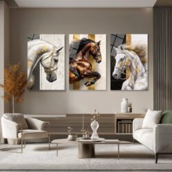 Asil Atlar Cam Tablo Seti - Modern ve Lüks Duvar Sanatı Üçlü Set Duvar Dekoru Asil Atlar Cam Tablo Seti - Modern ve Lüks Duvar Sanatı Üçlü Set