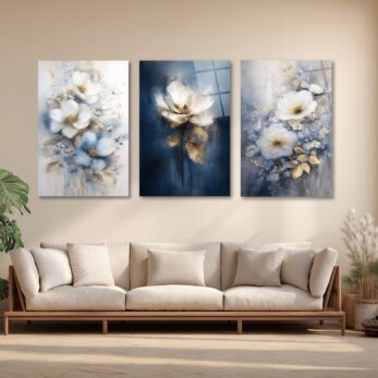Mistik Çiçekler Premium Üçlü Cam Tablo Seti Üçlü Set - Glazella Mistik Çiçekler Premium Üçlü Cam Tablo Seti Üçlü Set - Glazella