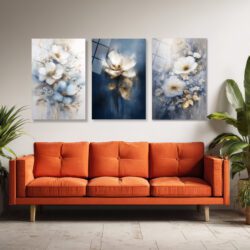 Mistik Çiçekler Premium Üçlü Cam Tablo Seti Üçlü Set Duvar Dekoru Mistik Çiçekler Premium Üçlü Cam Tablo Seti Üçlü Set