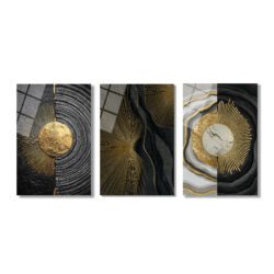 Altın Işıltılı Modern Soyut Cam Tablo Seti - 3 Parça Lüks Duvar Sanatı Üçlü Set Duvar Dekoru Altın Işıltılı Modern Soyut Cam Tablo Seti - 3 Parça Lüks Duvar Sanatı Üçlü Set
