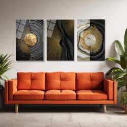 Altın Işıltılı Modern Soyut Cam Tablo Seti - 3 Parça Lüks Duvar Sanatı Üçlü Set Duvar Dekoru Altın Işıltılı Modern Soyut Cam Tablo Seti - 3 Parça Lüks Duvar Sanatı Üçlü Set