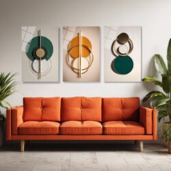 Modern Geometrik Soyut Tasarım Cam Tablo Üçlü Set Duvar Dekoru Modern Geometrik Soyut Tasarım Cam Tablo Üçlü Set