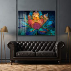 Lotus Çiçeği Mozaik Sanat Cam Tablo - Canlı Renklerle Duvar Dekoru Duvar Dekoru Lotus Çiçeği Mozaik Sanat Cam Tablo - Canlı Renklerle Duvar Dekoru
