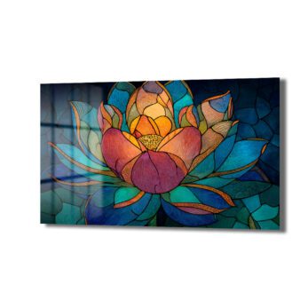 Lotus Çiçeği Mozaik Sanat Cam Tablo - Canlı Renklerle Duvar Dekoru - Glazella Lotus Çiçeği Mozaik Sanat Cam Tablo - Canlı Renklerle Duvar Dekoru - Glazella