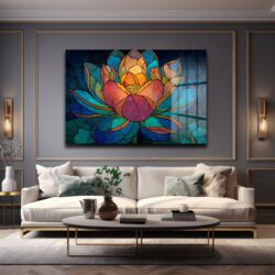 Lotus Çiçeği Mozaik Sanat Cam Tablo - Canlı Renklerle Duvar Dekoru Duvar Dekoru Lotus Çiçeği Mozaik Sanat Cam Tablo - Canlı Renklerle Duvar Dekoru