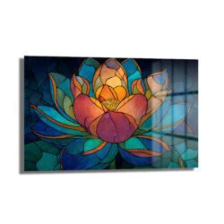 Lotus Çiçeği Mozaik Sanat Cam Tablo - Canlı Renklerle Duvar Dekoru Duvar Dekoru Lotus Çiçeği Mozaik Sanat Cam Tablo - Canlı Renklerle Duvar Dekoru