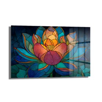 Lotus Çiçeği Mozaik Sanat Cam Tablo - Canlı Renklerle Duvar Dekoru - Glazella Lotus Çiçeği Mozaik Sanat Cam Tablo - Canlı Renklerle Duvar Dekoru - Glazella