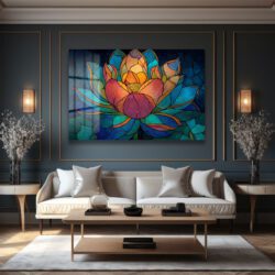 Lotus Çiçeği Mozaik Sanat Cam Tablo - Canlı Renklerle Duvar Dekoru Duvar Dekoru Lotus Çiçeği Mozaik Sanat Cam Tablo - Canlı Renklerle Duvar Dekoru