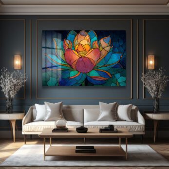Lotus Çiçeği Mozaik Sanat Cam Tablo - Canlı Renklerle Duvar Dekoru - Glazella Lotus Çiçeği Mozaik Sanat Cam Tablo - Canlı Renklerle Duvar Dekoru - Glazella