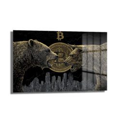 Boğa ve Ayı Bitcoin Kripto Piyasası Cam Tablo Duvar Dekoru Boğa ve Ayı Bitcoin Kripto Piyasası Cam Tablo