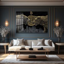Boğa ve Ayı Bitcoin Kripto Piyasası Cam Tablo Duvar Dekoru Boğa ve Ayı Bitcoin Kripto Piyasası Cam Tablo