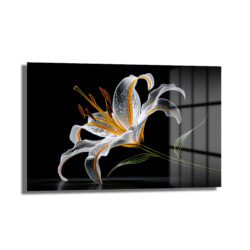 Büyüleyici Işıltılı Zambak Çiçeği Modern Cam Tablo Duvar Dekoru Büyüleyici Işıltılı Zambak Çiçeği Modern Cam Tablo