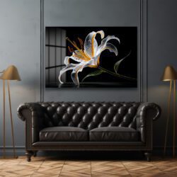 Büyüleyici Işıltılı Zambak Çiçeği Modern Cam Tablo Duvar Dekoru Büyüleyici Işıltılı Zambak Çiçeği Modern Cam Tablo