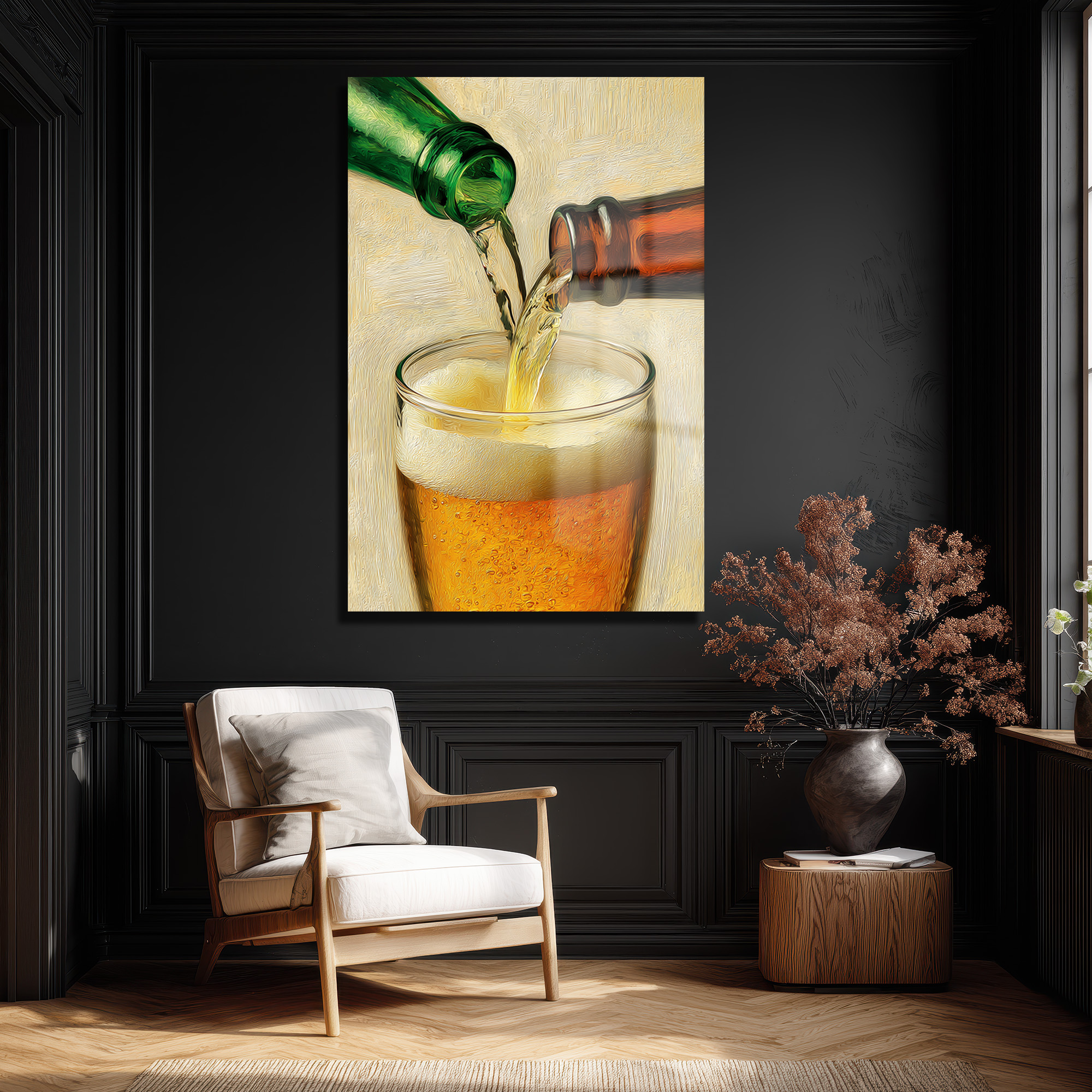 Köpüren Keyif: Bira Dolumu Modern Temperli Cam Tablo Duvar Dekoru Köpüren Keyif: Bira Dolumu Modern Temperli Cam Tablo